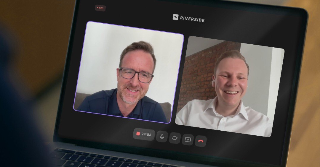Aufnahme von Folge 73: Robert Kaiser und Jonas Pfennings im geteilten Bild der Podcast-Software